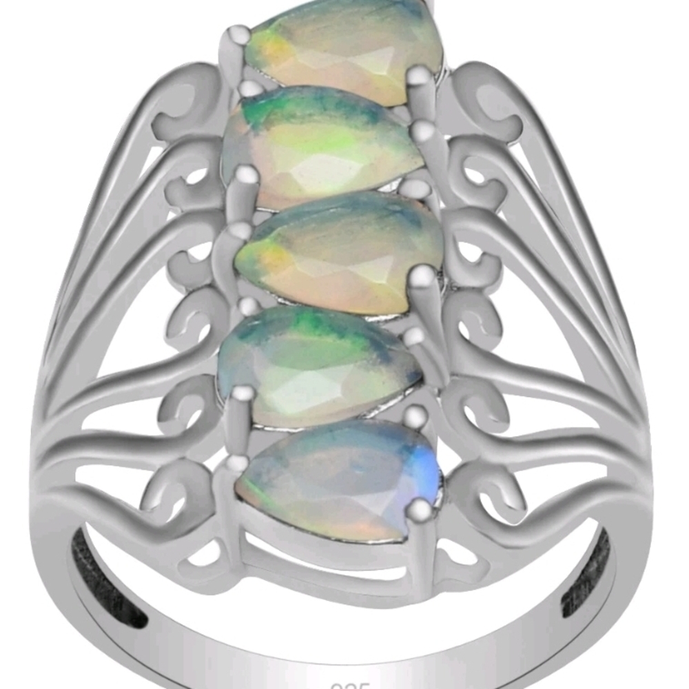 Ethiopian Opal & Sterling Silver Ring Size 9
